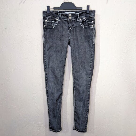 Hydraulic Jeans Womens 7 Low Rise Embellished Pocket y2k Skinny Jeans - Picture 2 of 9